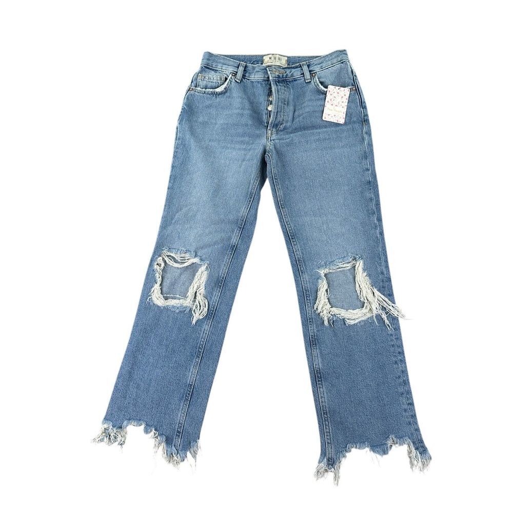 Free People We The Free Jeans Womens 25 Blue Old West Slouchy‎ Wide Leg NWT